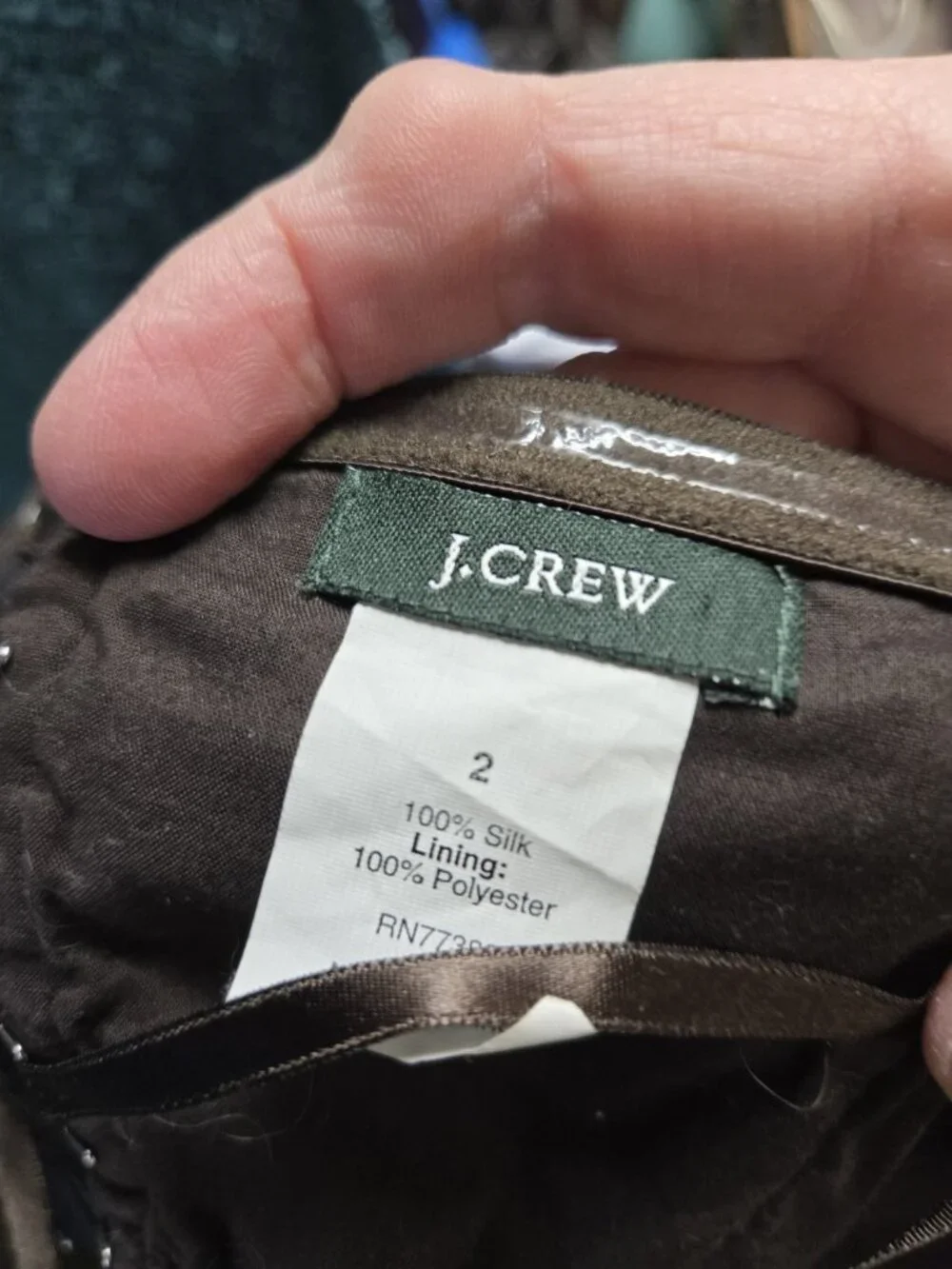 Vtg J. Crew Brown Silk Plisse Pleated Strapless Cocktail Mini Dress